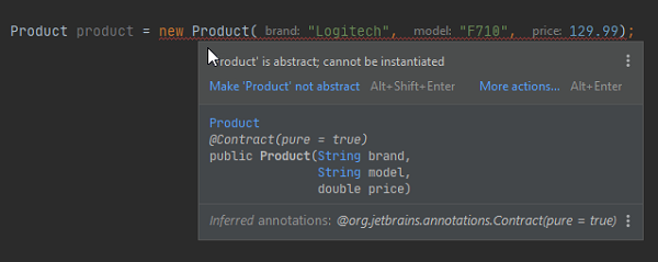 Slika 2.1. Pokušaj instanciranja apstraktne klase proizvodi grešku