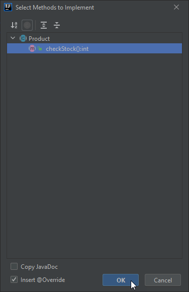 Slika 2.5. Prozor za odabir metoda koje će biti implementirane